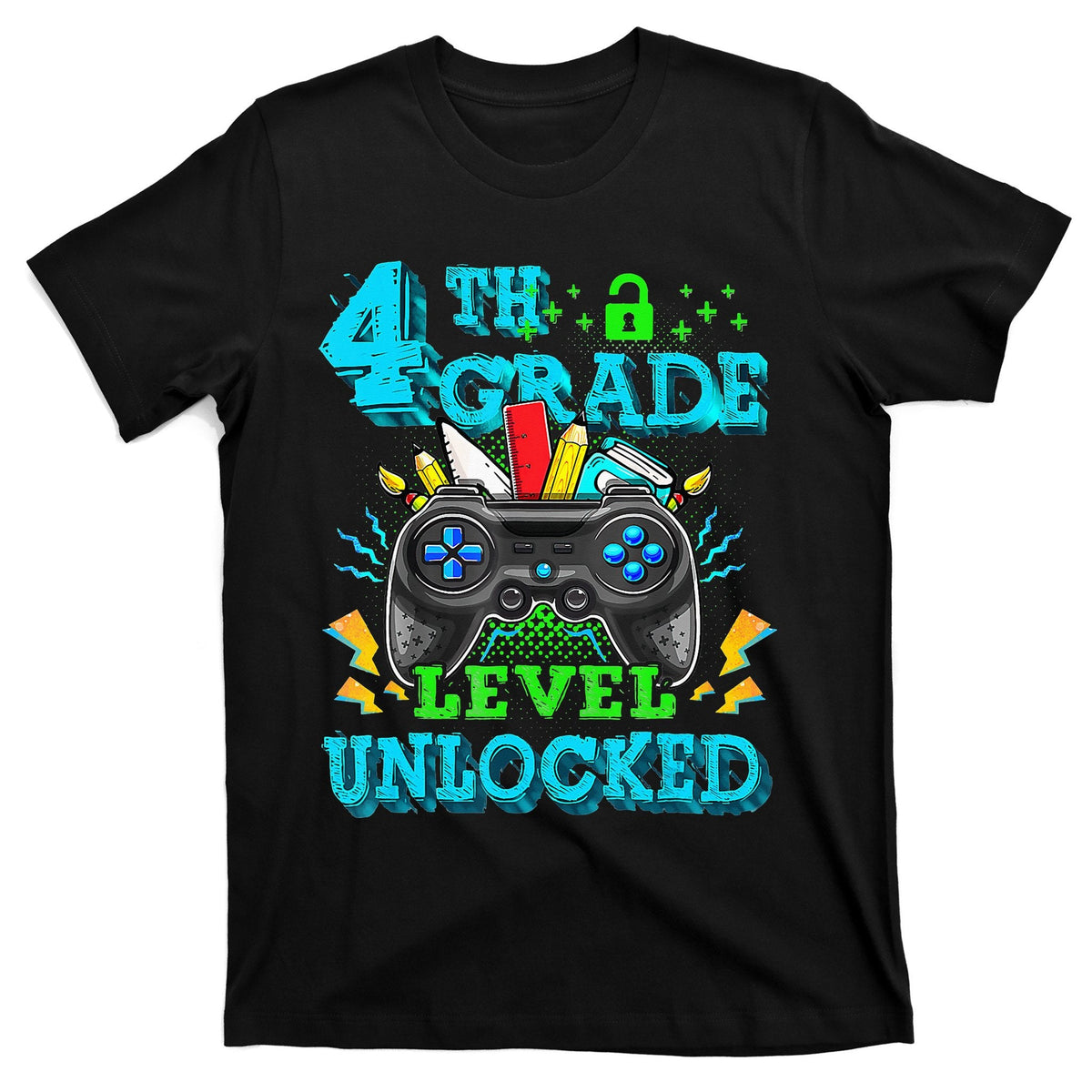 4Th Grade Level Unlocked Video Gamer Back To School T-Shirt product image 1