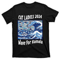Blue Cat Ladies 2024 Wave For Kamala Funny T-Shirt product image 1