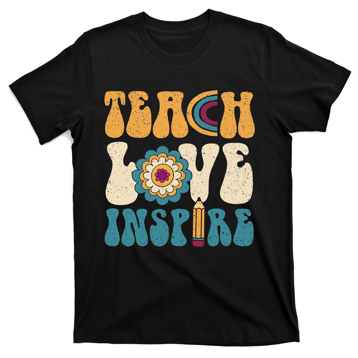 Back To School Teach Love Inspire Retro Teachers T-Shirt product image 1