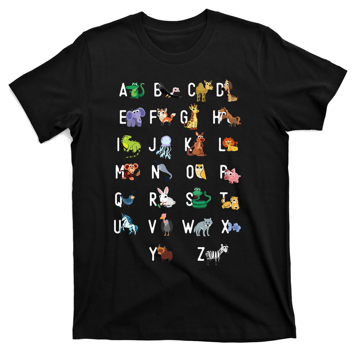 Back To School Alphabet Animals Kindergarten Teacher T-Shirt product image 1