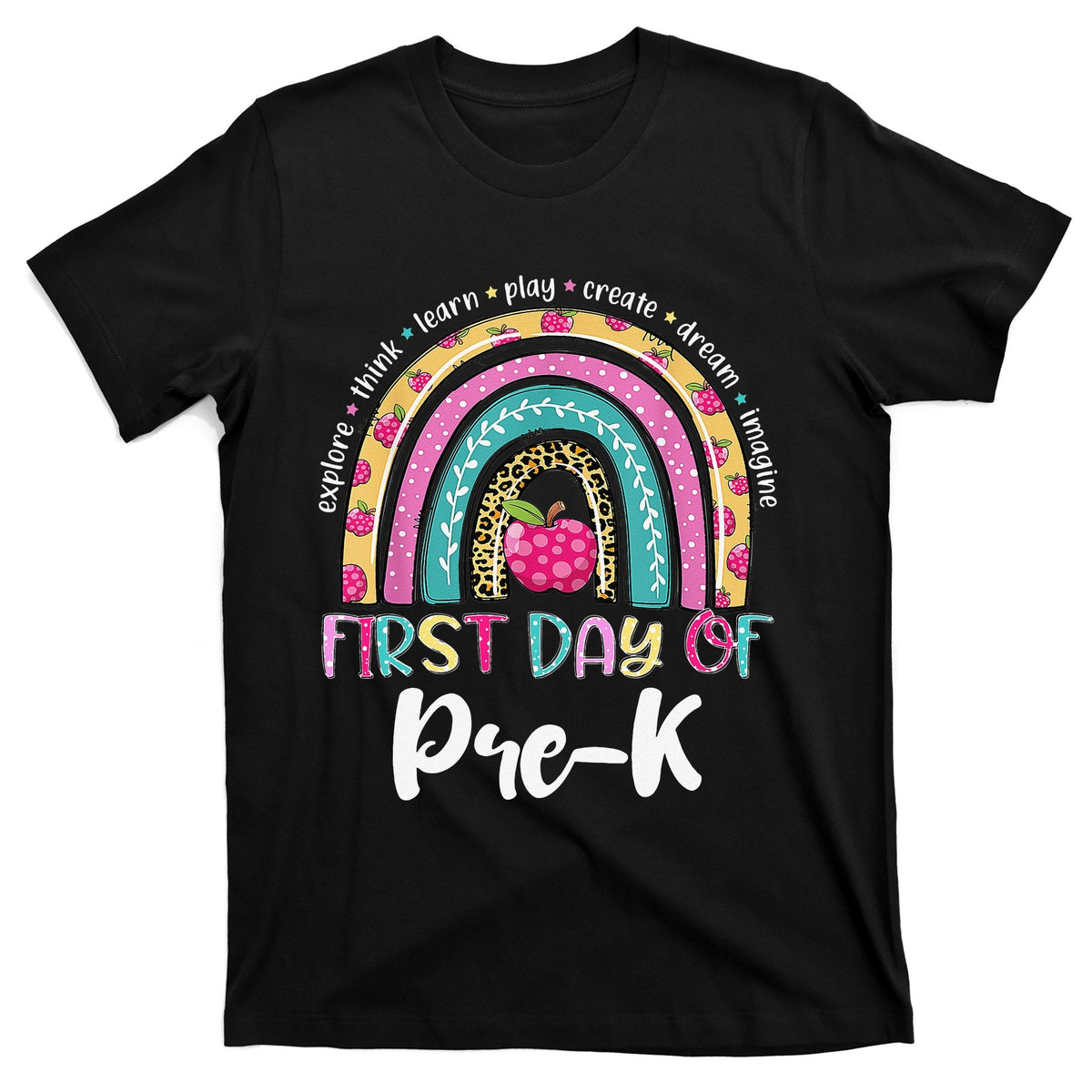 Back To School Rainbow Happy First Day Of PreK Gift T-Shirt product image 1