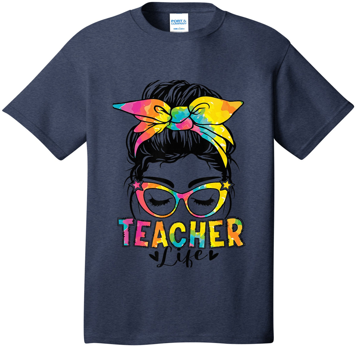 Back To School Funny Teacher Life Messy Bun Tie Dye Wo product image 1