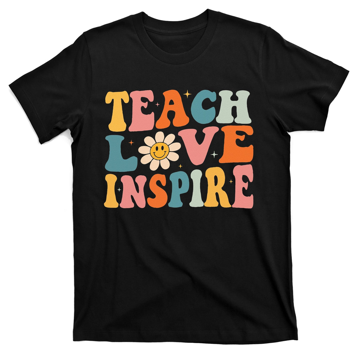Back To School Teach Love Inspire Retro Teachers T-Shirt product image 1