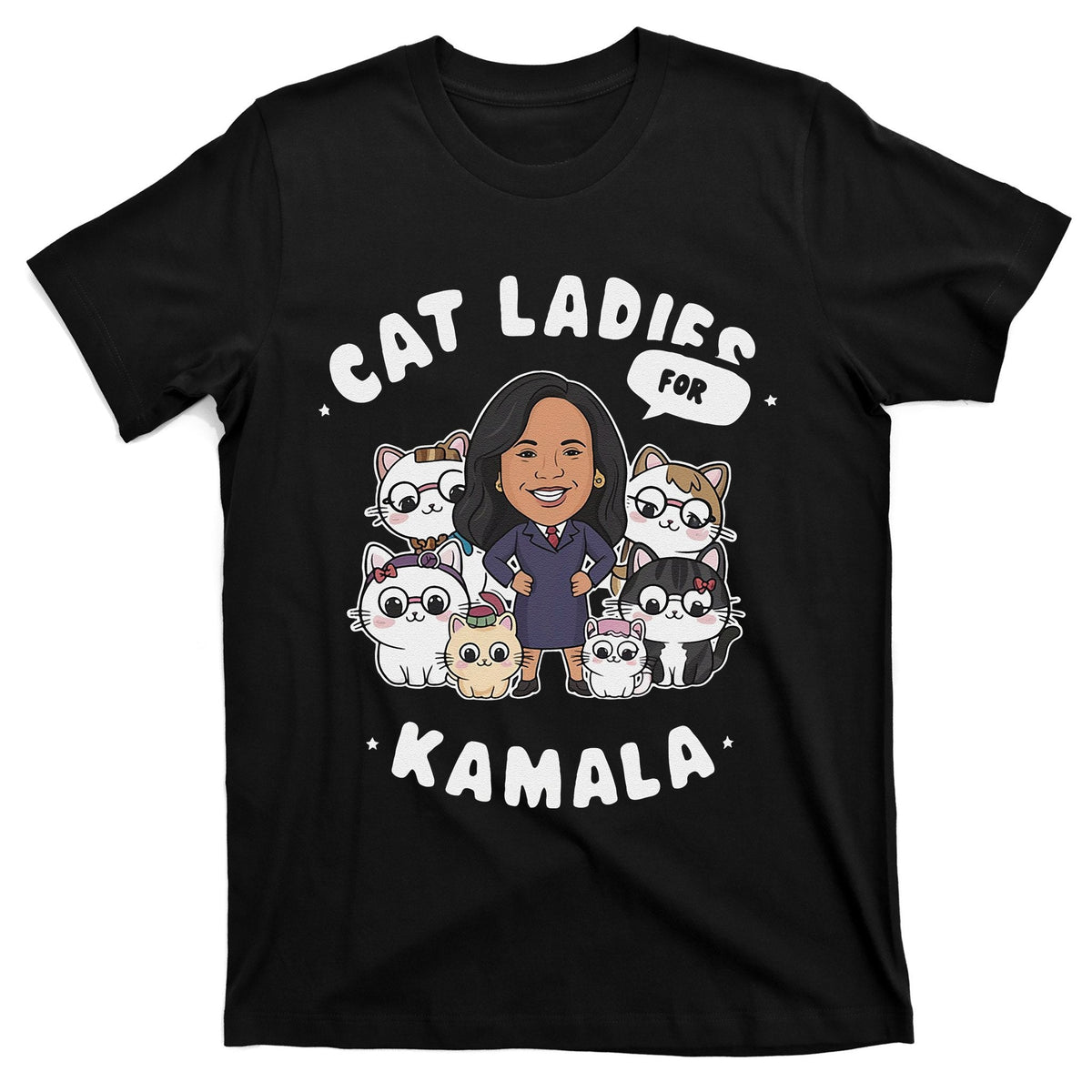 Cat Ladies For Kamala 2024 Presidential Support T-Shirt product image 1