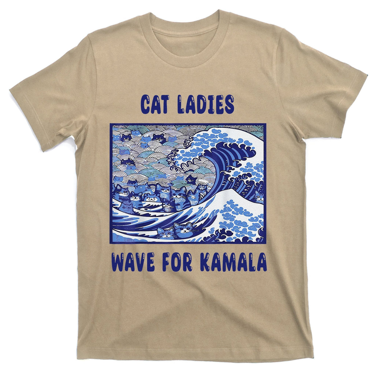 Cat Ladies Wave For Kamala Funny President 2024 T-Shirt product image 1