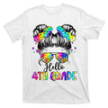Hello 4th Grade Messy Hair Bun Girl Back To School First product image 1