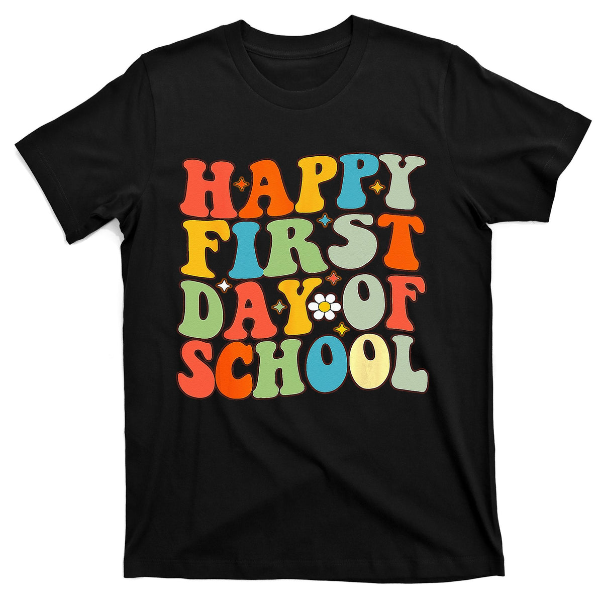 Happy First Day Of School Groovy Back To Floral T-Shirt product image 1