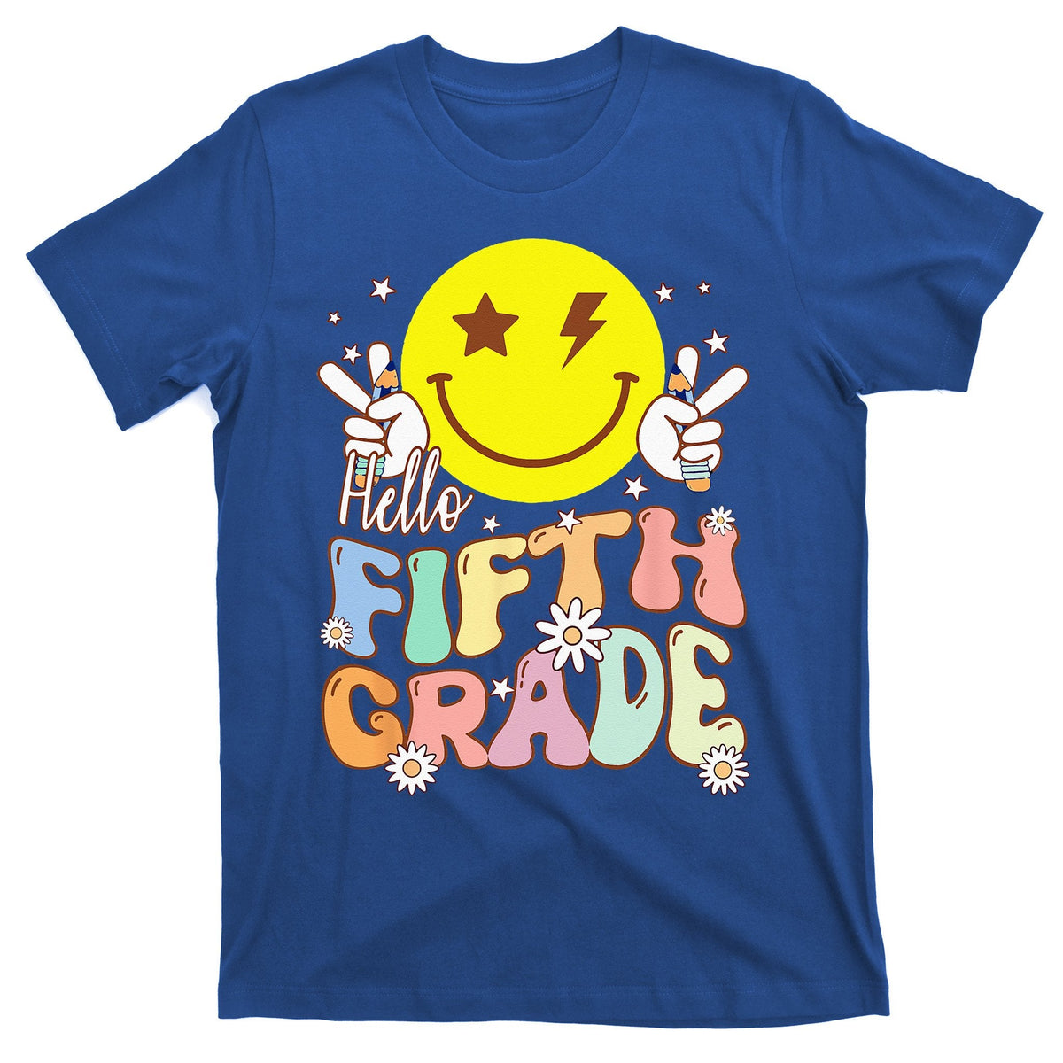 Hello Fifth Grade Hippie Smile Face 5th Back To School product image 1