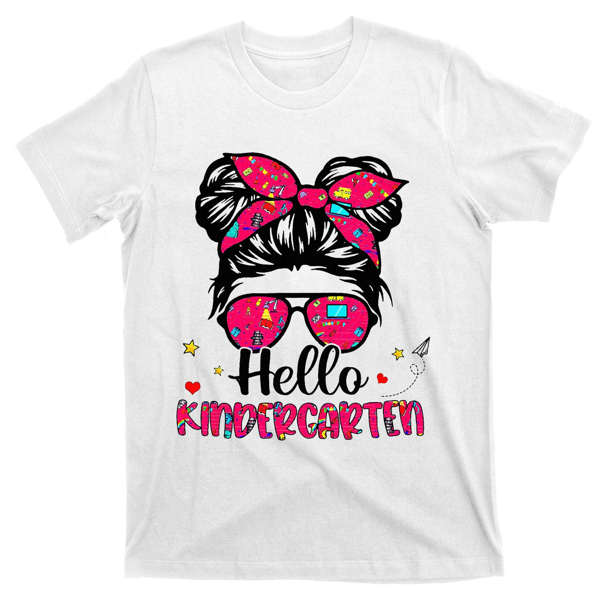 Hello Kindergarten Messy Bun Back To School First Day product image 1