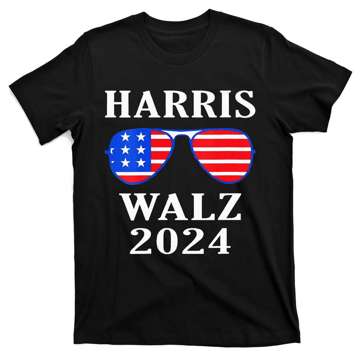Harris Walz 2024 Kamala American Flag Sunglasses T-Shirt product image 1