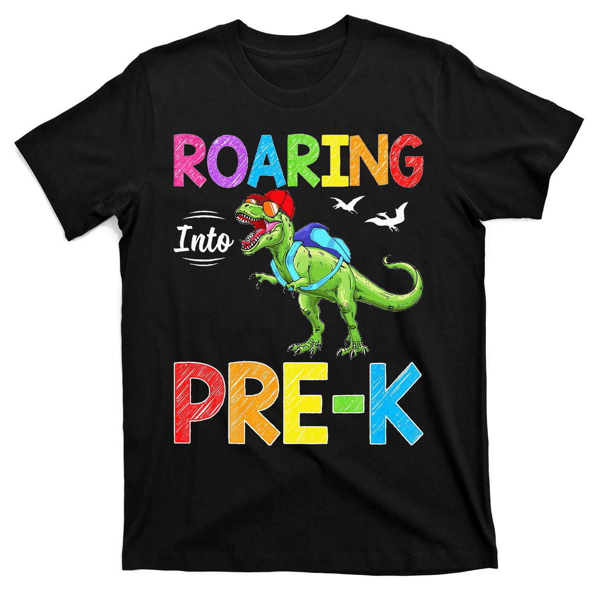 Roaring Into Pre K Dinosaur Students Back To School T-Shirt product image 1