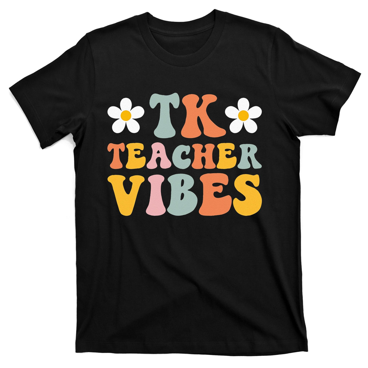 Retro Tk Teacher vibes Colorful Back to School T-Shirt product image 1