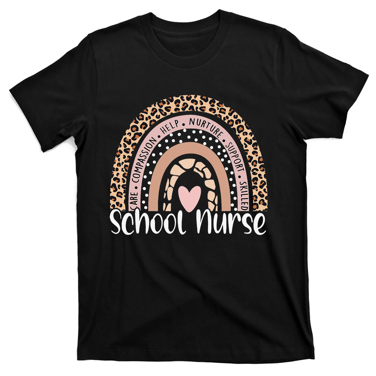 School Nurse Rainbow Leopard Back To T-Shirt product image 1